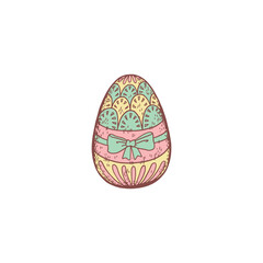 Colored egg Easter symbol sketch style, vector illustration