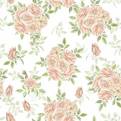 Pattern with roses. Watercolor roses. Seamless pattern with flowers. Floral pattern. Background with rose roses.