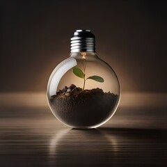 Leaves and roots inside a light bulb