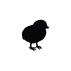 Black silhouette of chick or nestling vector illustration isolated on white.