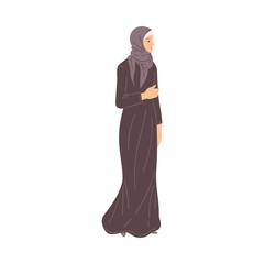 Women dressed in burqa and scarf flat style, vector illustration