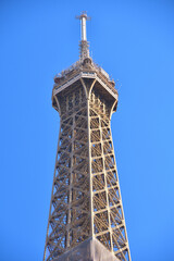 Paris, France. The Eiffel Tower as seen from the riverside promenade. February 28, 2021.