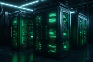 Exploring the Future: Futuristic High Tech Server Racks, Generative AI