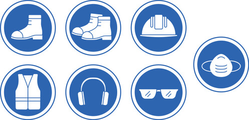Fototapeta premium Workplace Safety Equipment Icon Clipart - Blue