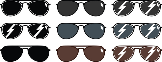 Sunglasses Clipart Set - Outline, Silhouette and Color © ATerra