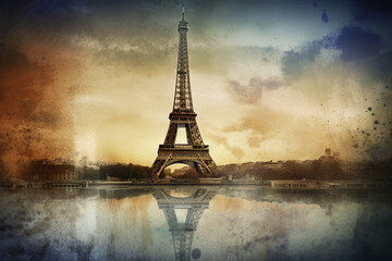 Obraz premium Postcard of Paris, capital of France. Generative AI