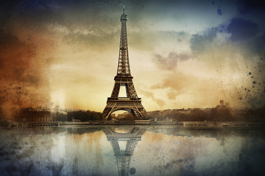 Postcard of Paris, capital of France. Generative AI