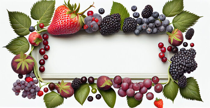 Various fresh summer berries, Top view - AI generated image