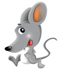 cartoon happy scene with cheerful smiling mouse on white background illustration for children artistic painting scene