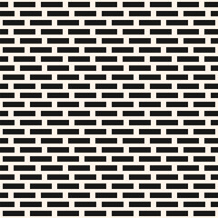 Dash line pattern. Vector monochrome seamless texture with parallel lines. Abstract black and white background. Brick wall pattern. Simple monochrome ornament. Repeat design for printing, embossing