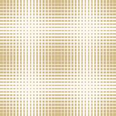 Halftone seamless pattern. Vector geometric half-tone background with lines, squares, grid. Gold and white radial gradient transition effect texture. Modern abstract golden design. Repetitive pattern