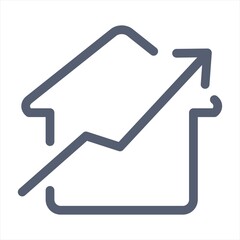 Rise in Property Prices outline icon. Vector House Prices Rise concept symbol in thin line style
