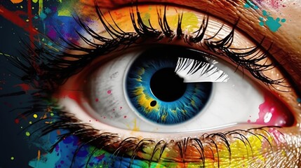 Eye in a multicolor environment. Generative AI