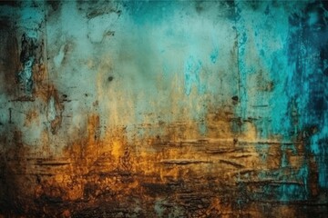 an abstract painting featuring the colors blue and yellow. Generative AI