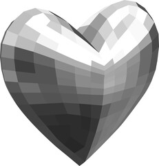Big volume faceted heart in silver colors