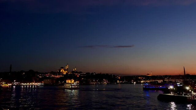  Evening view of istanbul panorama - stock video