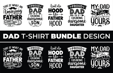 Fototapeta premium Happy Father's Day T-shirt Design Bundle Print Pro Vector.