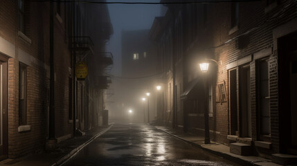Fototapeta na wymiar street in the night fog