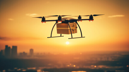 Fototapeta na wymiar futuristic dron delivery