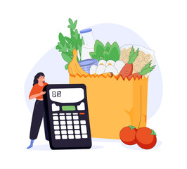 Organic store. Healthy food bag. Healthy organic groceries eco. Organic grocery store concept. Flat Vector cartoon Generative AI
