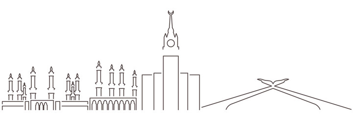 Mecca Dark Line Simple Minimalist Skyline With White Background