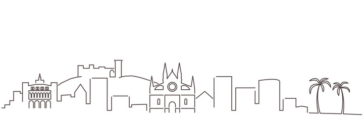Palma Mallorca Dark Line Simple Minimalist Skyline With White Background © pabloprat