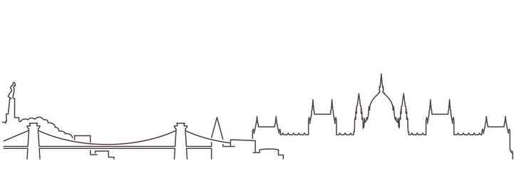 Obraz premium Budapest Dark Line Simple Minimalist Skyline With White Background