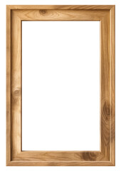 Simple wooden frame. Natural wood picture frame isolated