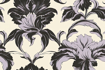 Iris flower seamless pattern. Floral seamless background. Generative AI