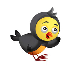 Cartoon colorful bird flying doing funny emotions isolated illustration for children artistic painting scene