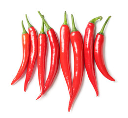 Fresh hot chili peppers isolated on white background