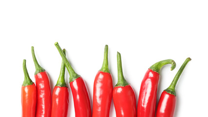 Fresh hot chili peppers isolated on white background