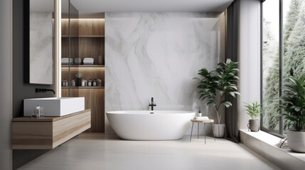 Minimalist bathroom with a minimalist design and clean lines, generative ai