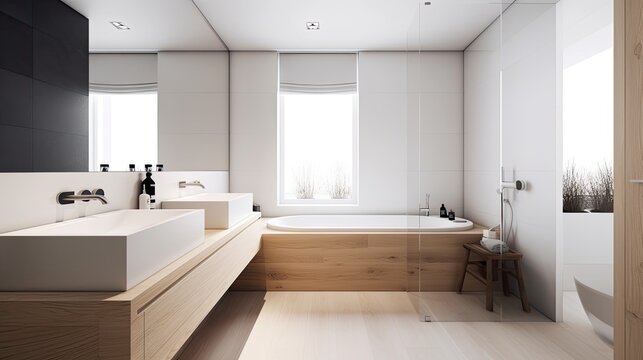 Minimalist bathroom with a simple design and clean lines, generative ai