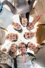 group of men and women Caucasian Business People in Huddle