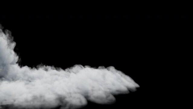 Rolling thick white fog - Dry Ice - Smoke Machine - Ground fog - isolated on black background - 4K Pro Res