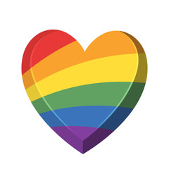 Lgbt rainbow flag in heart shape. Diversity representation symbol.