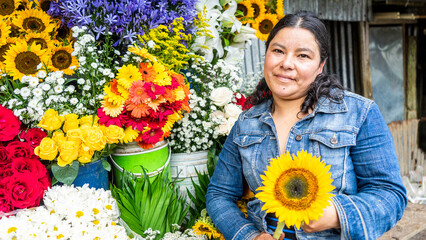Small flower shop staffed by a woman in Jinotega, Nicaragua, Central America