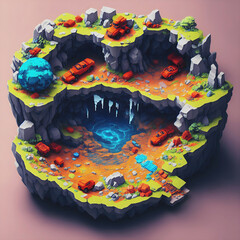 A low poly design of a cave created using AI