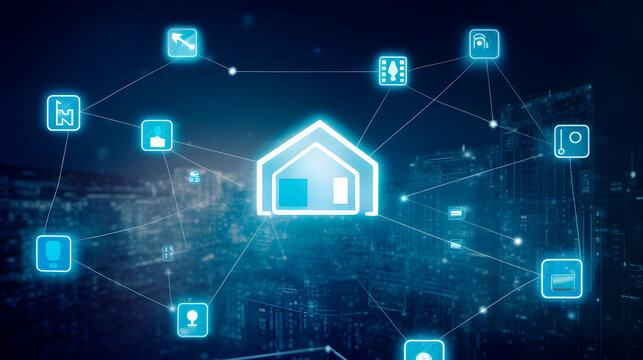 The concept of the Internet of Things with an image of a smart home, featuring various connected devices and appliances AI. Generative AI