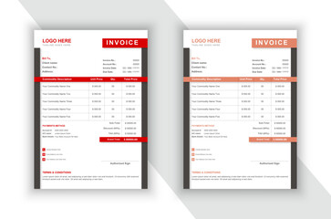 Modern business invoice layout for your professional business. Vector illustration.