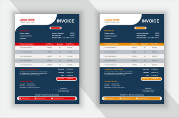 Modern Business Invoice Design. Two attractive color variations.