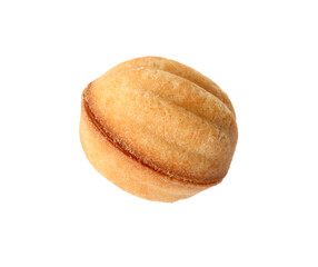 Delicious nut shaped cookie with condensed milk isolated on white