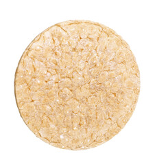 One tasty crispbread on white background. Healthy snack