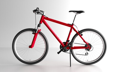 Red Road Bike Isolated. 3D rendering. Speed Racing Bicycle.