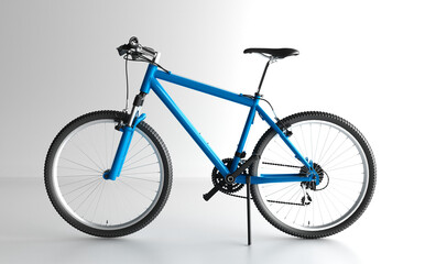 Blue Road Bike Isolated. 3D rendering. Speed Racing Bicycle.