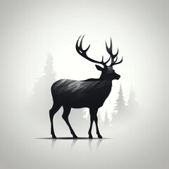 silhouette of deer isolated vector illustration on white background for animal logo, graphic icon, and modern home décor. perfect for wildlife and safari-themed designs. generative ai