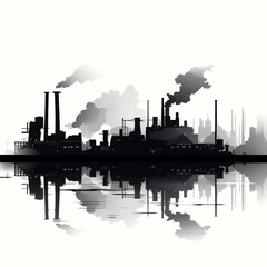 factories silhouette - isolated vector illustration on white background for logo, graphic design, advertising, and marketing. generative ai