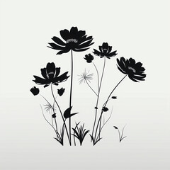 silhouette of flowers isolated vector illustration on white background for logo, graphic design, advertising, and marketing. generative ai