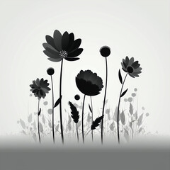 silhouette of flowers isolated vector illustration on white background for logo, graphic design, advertising, and marketing. generative ai